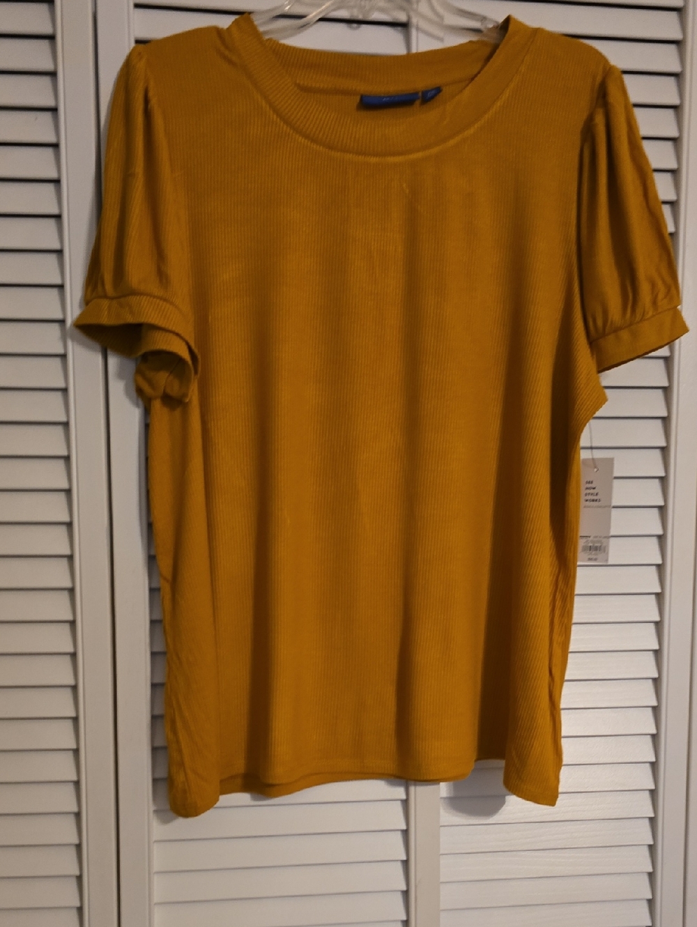 Apt. 9 Ribbed Short Sleeve Top in Mustard Yellow